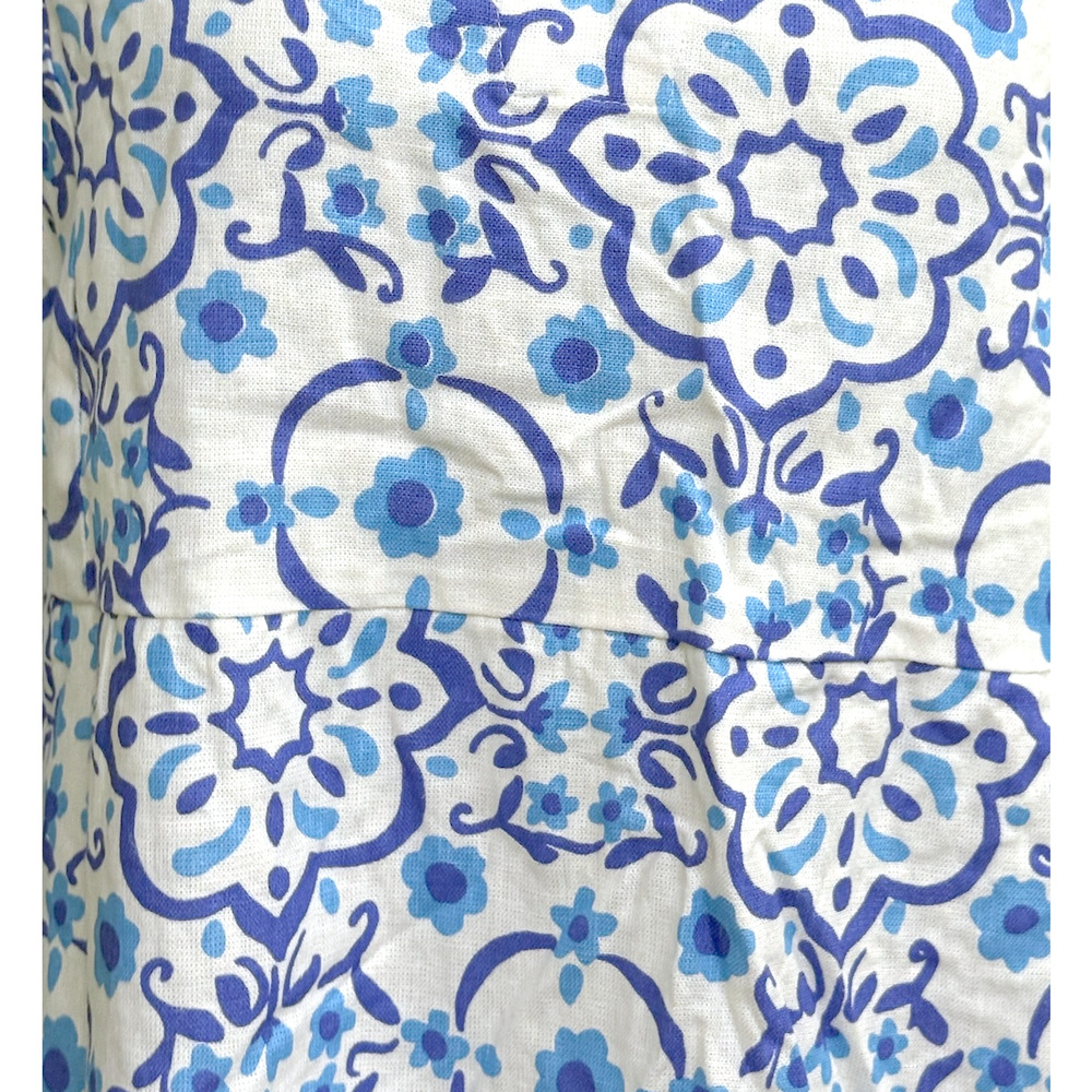 SAIL TO SABLE STS BLUE WHITE MEDALLION PRINT LONG SLEEVE TUNIC FLARE DRESS XL - Picture 4 of 7